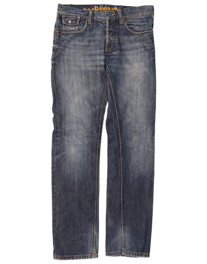 Desigual Herren Straight Jeans W30 L33 Blaue Baumwolle