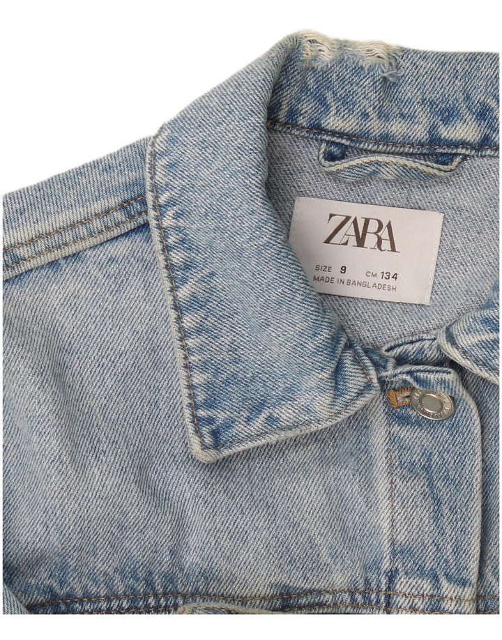Zara Mädchen-Jeansjacke mit Grafik, 8–9 Jahre, Blau