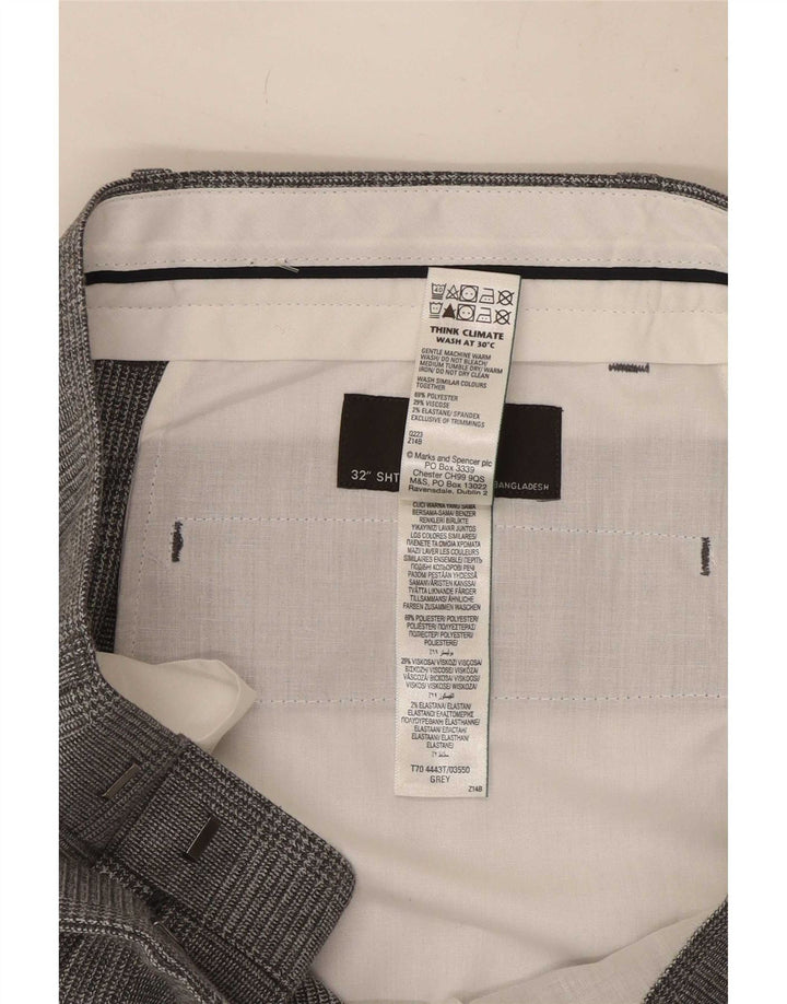 Marks & Spencer Herren-Anzughose, normal, W32, L29, Grau mit Hahnentrittmuster