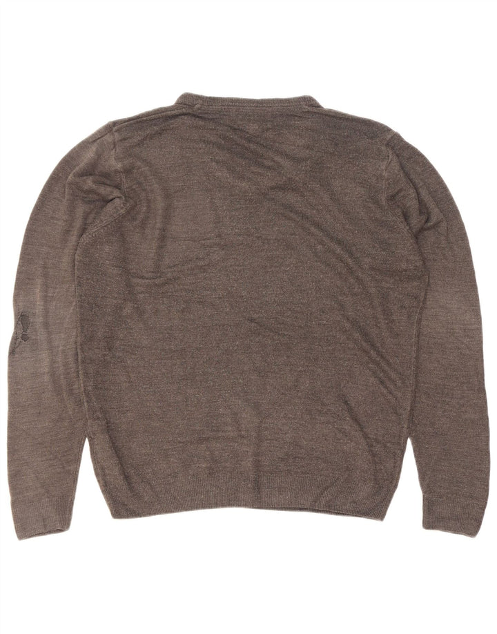 Marks & Spencer Herren-Pullover mit V-Ausschnitt, mittelgraues Acryl