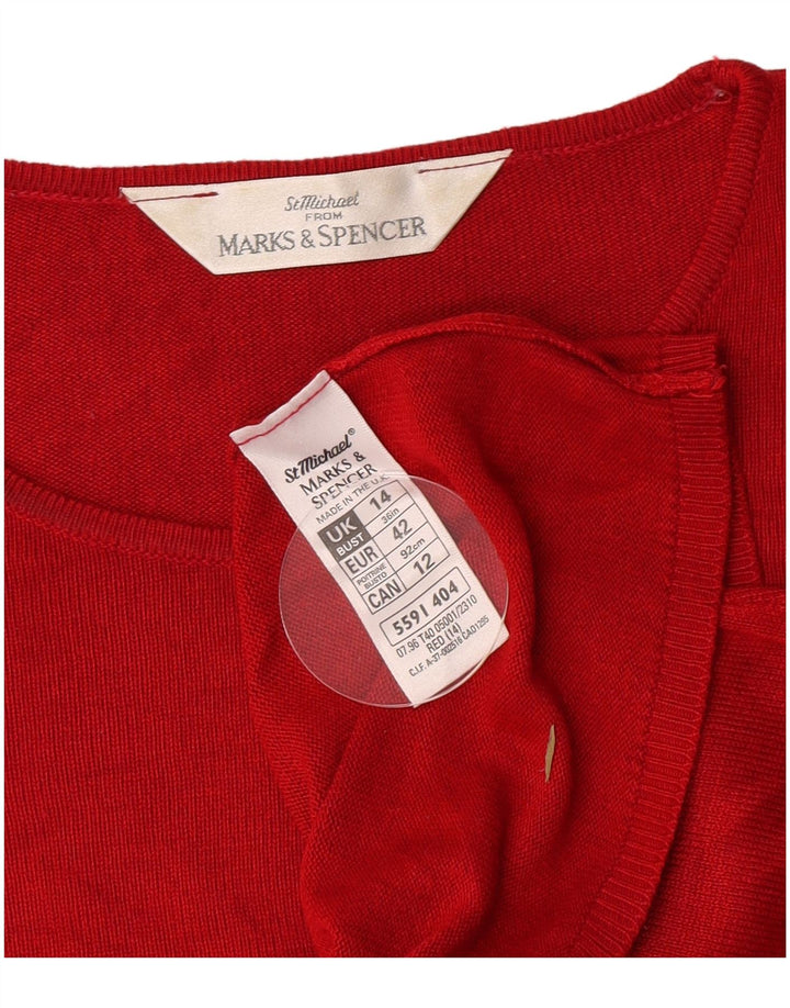 Marks & Spencer Damen T-Shirt Top UK 14 Large Rote Viskose