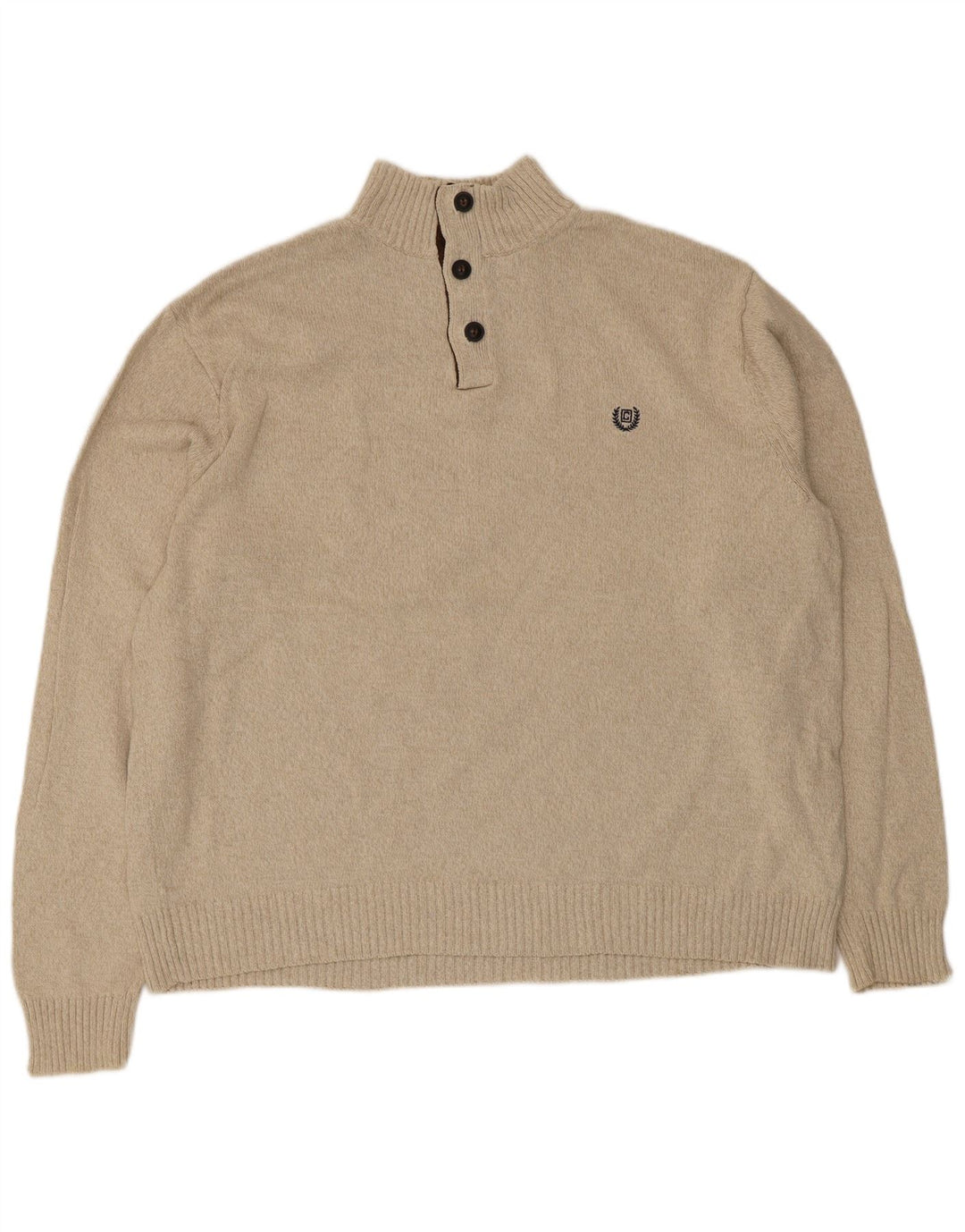 Chaps Herren-Pullover mit Knopfkragen, 2XL, beige Baumwolle
