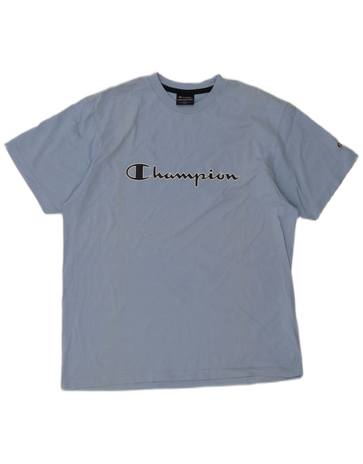 Champion Herren T-Shirt mit Grafik, Größe L, Blau