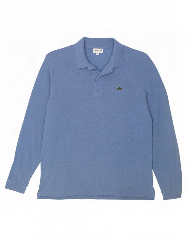 Lacoste Mens Long Sleeve Classic Fit Polo Shirt Size 6 XL Blue Cotton