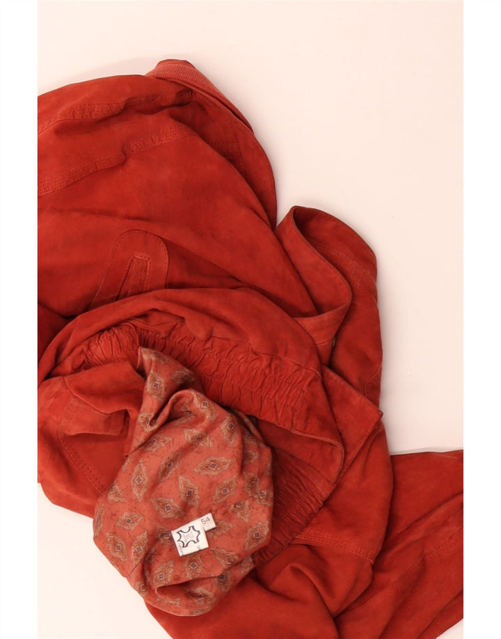 VINTAGE Herren Bomber Wildlederjacke IT 54 2XL Orange Leder