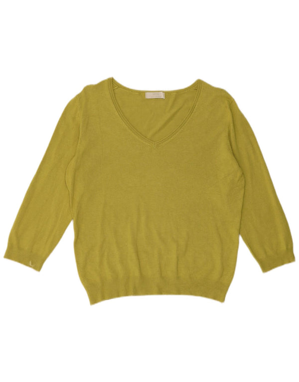 Marks & Spencer Damen Crop Pullover mit V-Ausschnitt, UK 16, Größe L, Grün