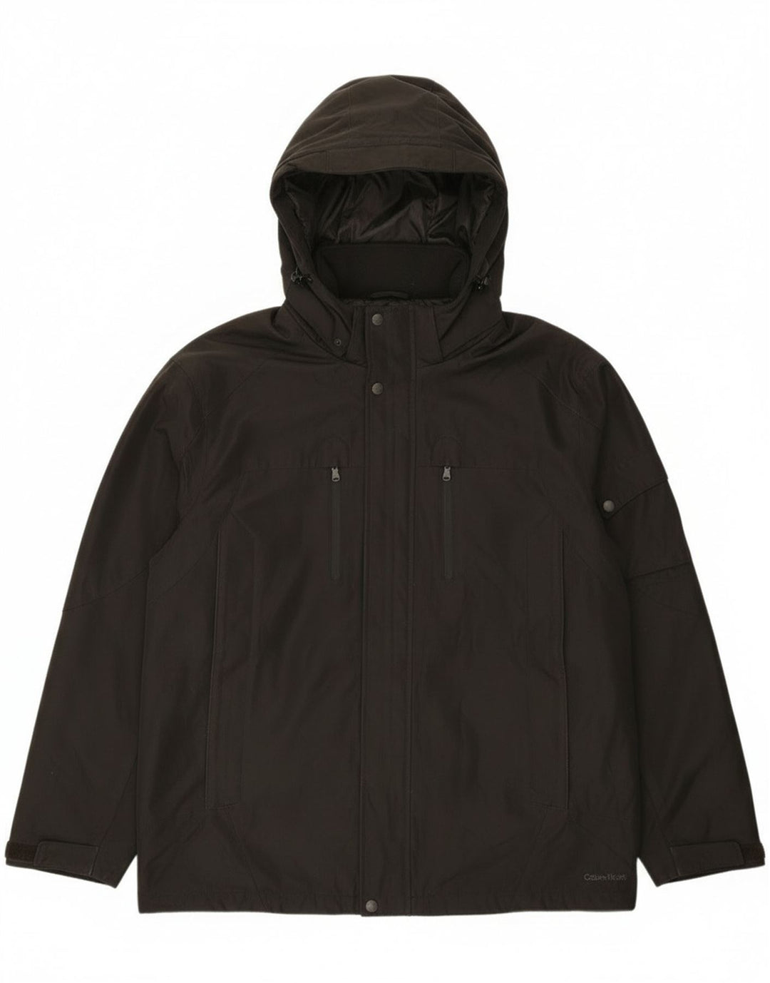 Calvin Klein Herren-Windbreakerjacke mit Kapuze, UK 40, Größe L, Schwarz, Polyester