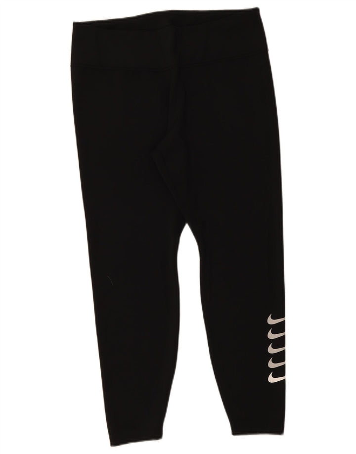 Nike Womens Dri Fit Graphic Crop Leggings UK 14 Large Schwarz Polyester