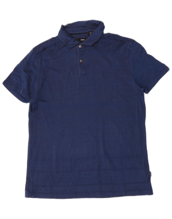 Hugo Boss Herren-Poloshirt mit normaler Passform, mittelmarineblaue Baumwolle
