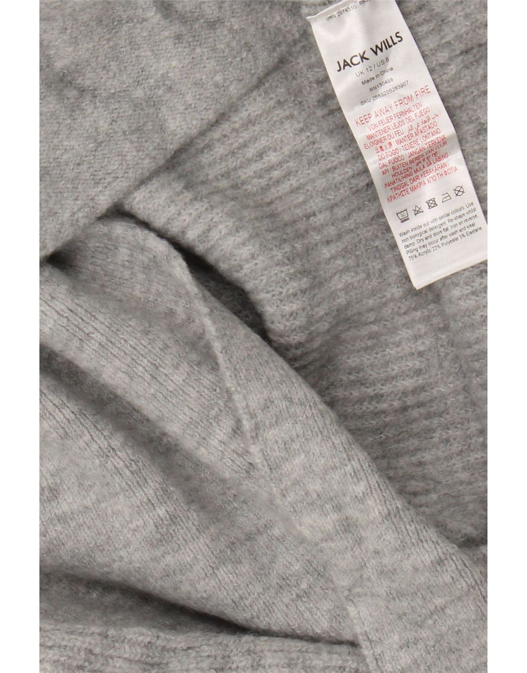 Jack Wills Damen-Strickjacke in Übergröße, lang geschnitten, Gr. 12, Mittelgrau