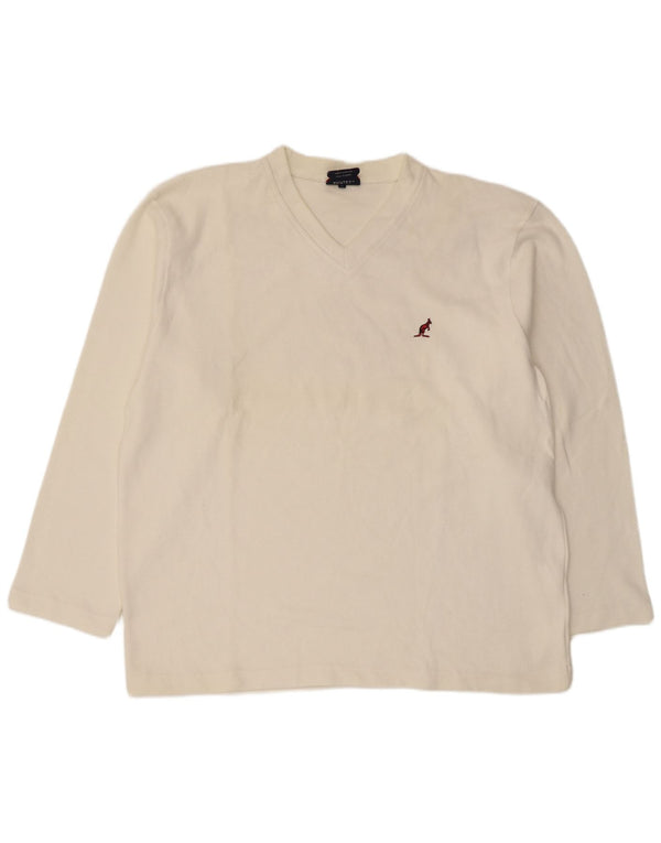 AUSTRALIAN L'ALPINA Herren-Pullover mit V-Ausschnitt IT 56 2XL Weiße Baumwolle