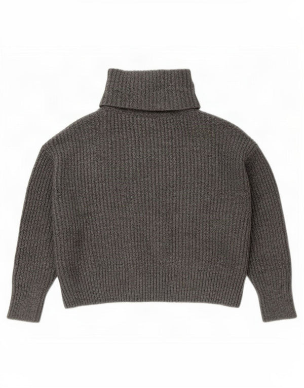 Übergroßer Rollkragenpullover von Zara für Damen, UK 14, mittelgraues Acryl