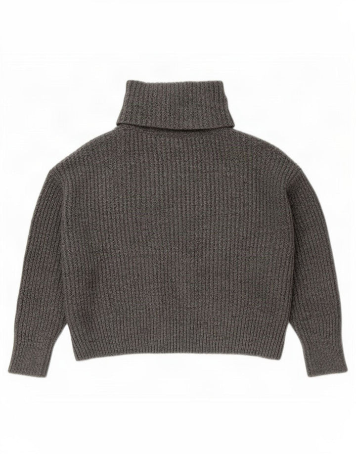 Übergroßer Rollkragenpullover von Zara für Damen, UK 14, mittelgraues Acryl