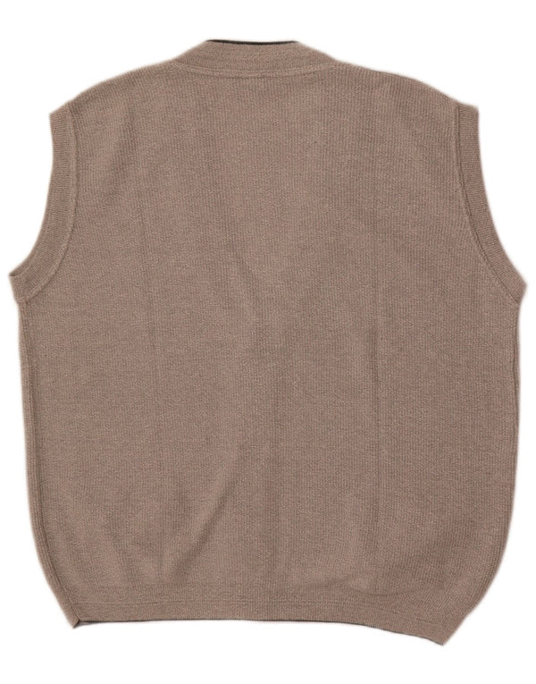 Conte Massimo Ärmelloser Herren-Cardigan-Pullover aus mittelgrauer Baumwolle