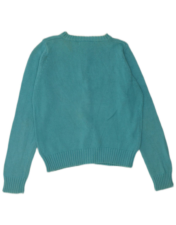 Zara Damen Crop Cardigan Pullover UK 14 Große blaue Baumwolle