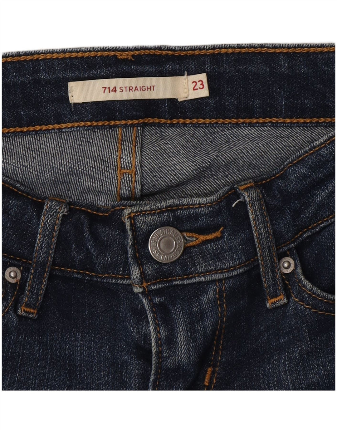 Levi's Damen 714 Straight Jeans W23 L33 Blaue Baumwolle