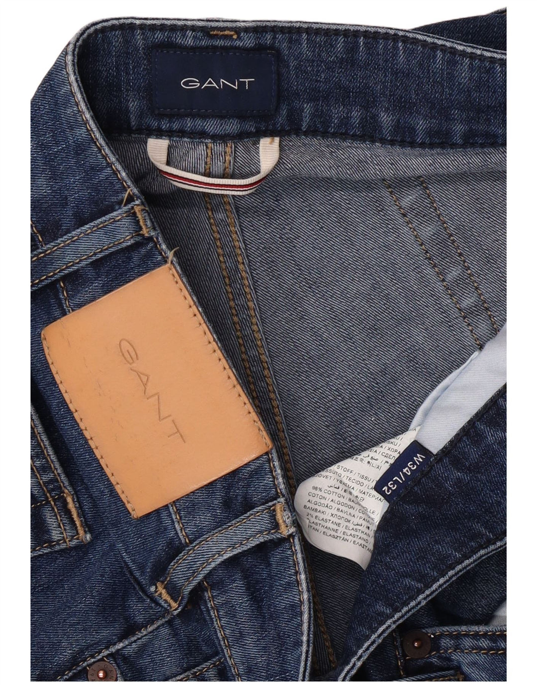 GANT Herren Straight Jeans W34 L30 Blaue Baumwolle