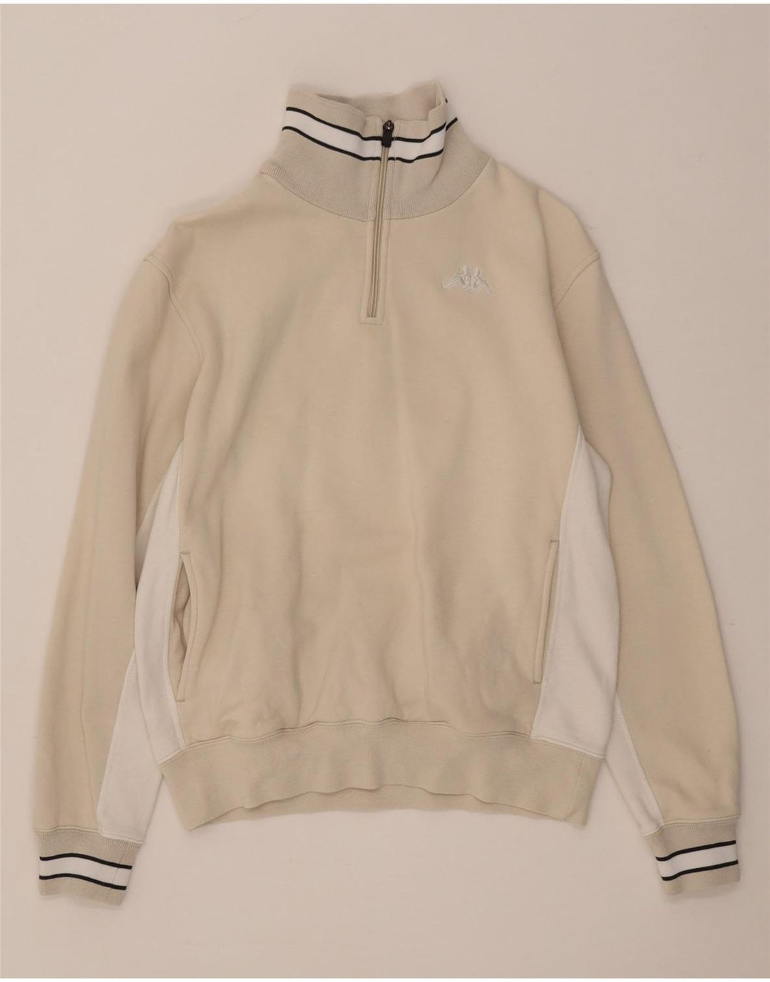 Kappa Damen-Sweatshirt mit Reißverschluss am Hals, UK 14, Mittelbeige, Farbblock