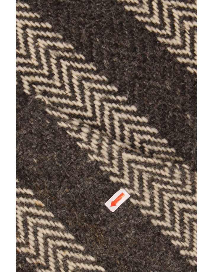 VINTAGE Herren Polo Neck Pullover Pullover XL Grau Chevron Aztec