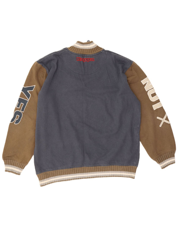 Kappa Herren-Sweatshirt mit grafischem Reißverschluss, 2XL, Marineblau, Farbblock