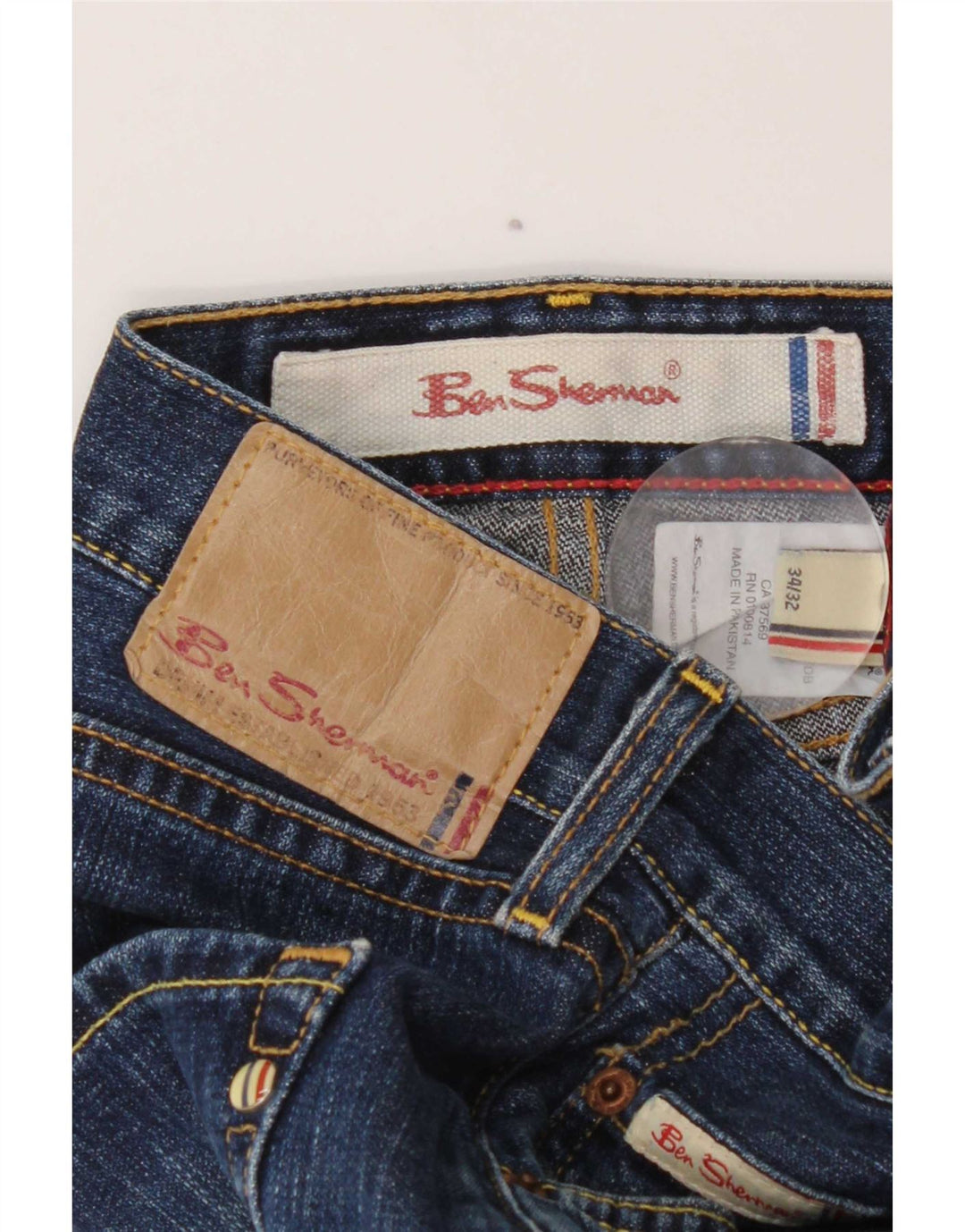 Ben Sherman Herren Straight Jeans W34 L32 Blaue Baumwolle