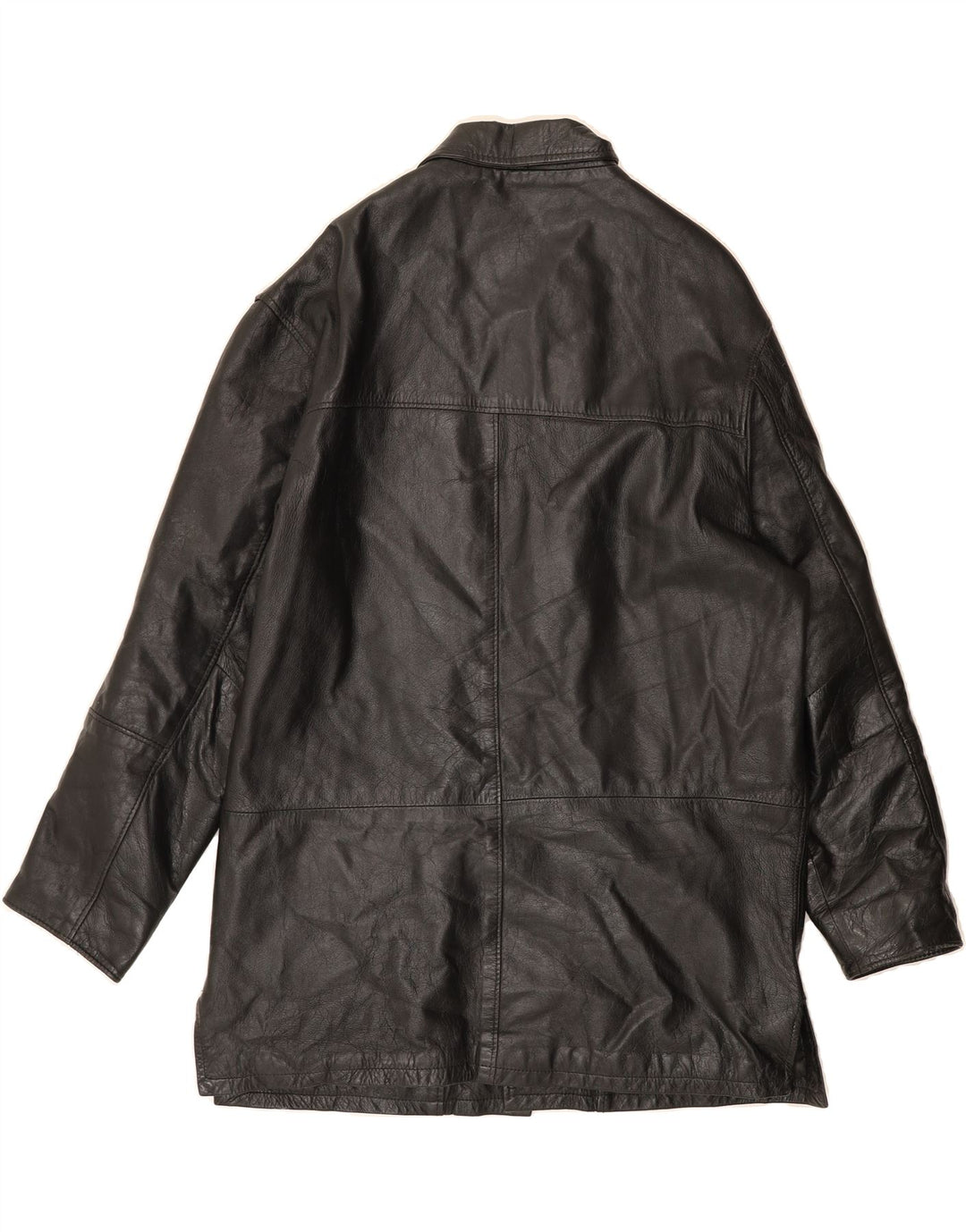 SENSO UNICO Mens Leather Coat UK 44 2XL Black Leather Vintage Senso Unico and Second-Hand Senso Unico from Messina Hembry 