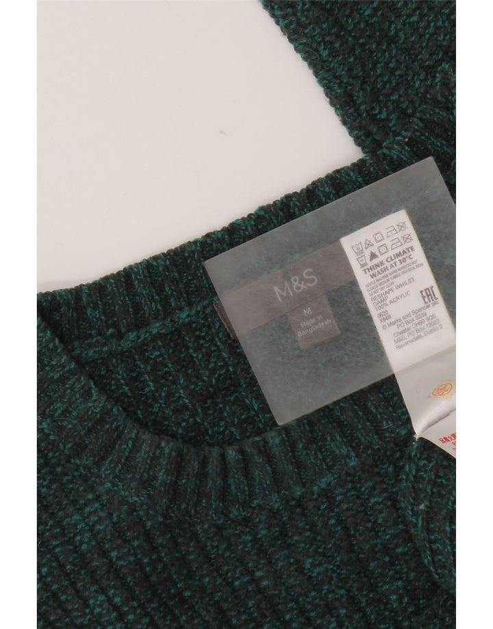 Marks & Spencer Herren-Pullover mit Rundhalsausschnitt, Mittelgrün geflecktes Acryl