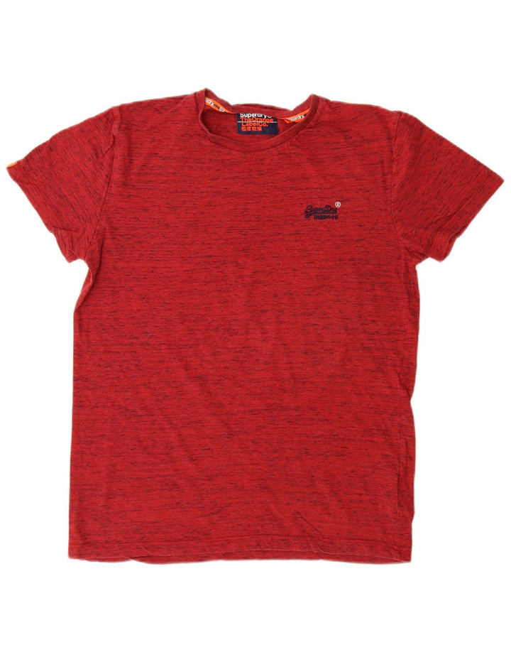 Superdry Herren T-Shirt-Oberteil aus mittelrot gefleckter Baumwolle