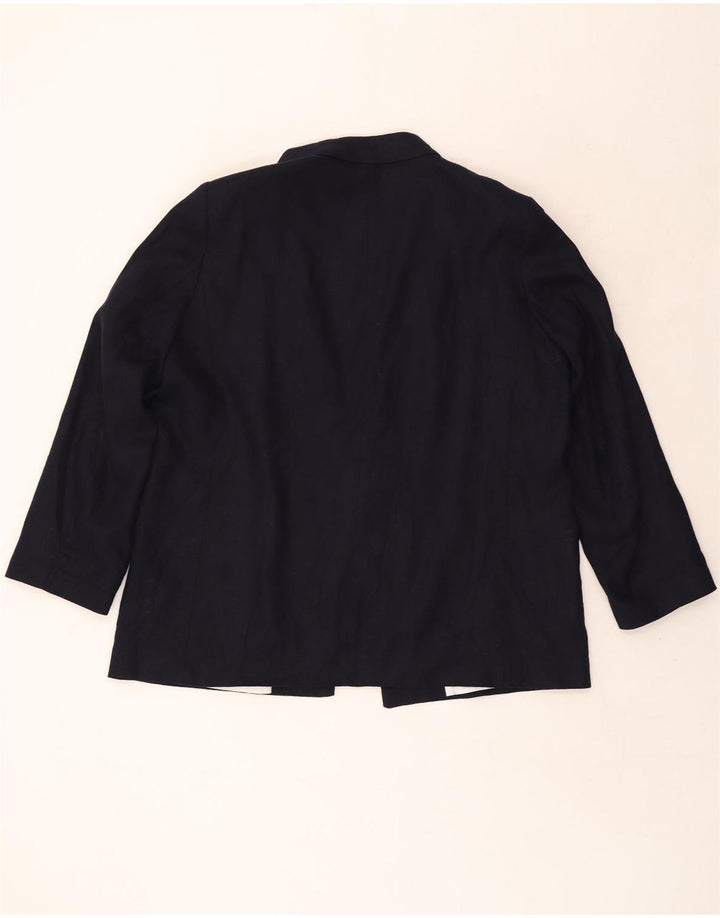 Offene Blazerjacke für Damen von Zara, UK 20 2XL, marineblaues Leinen