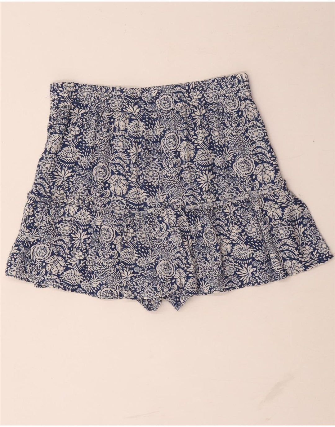 Zara Damen-Shorts mit hoher Taille, mittelgroß, W28, blaues Blumenmuster