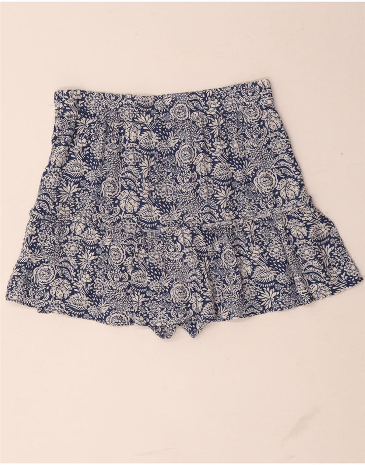 Zara Damen-Shorts mit hoher Taille, mittelgroß, W28, blaues Blumenmuster