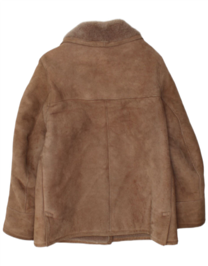 Vintage Damen Übergroße Lammfelljacke IT 36 XS Braunes Lammleder