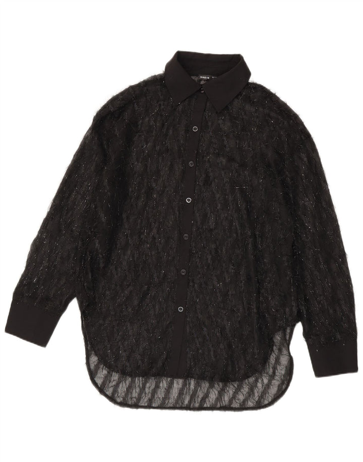 Durchsichtige, übergroße Hemdbluse für Damen von Shein, Gr. 10, Größe S, Schwarz