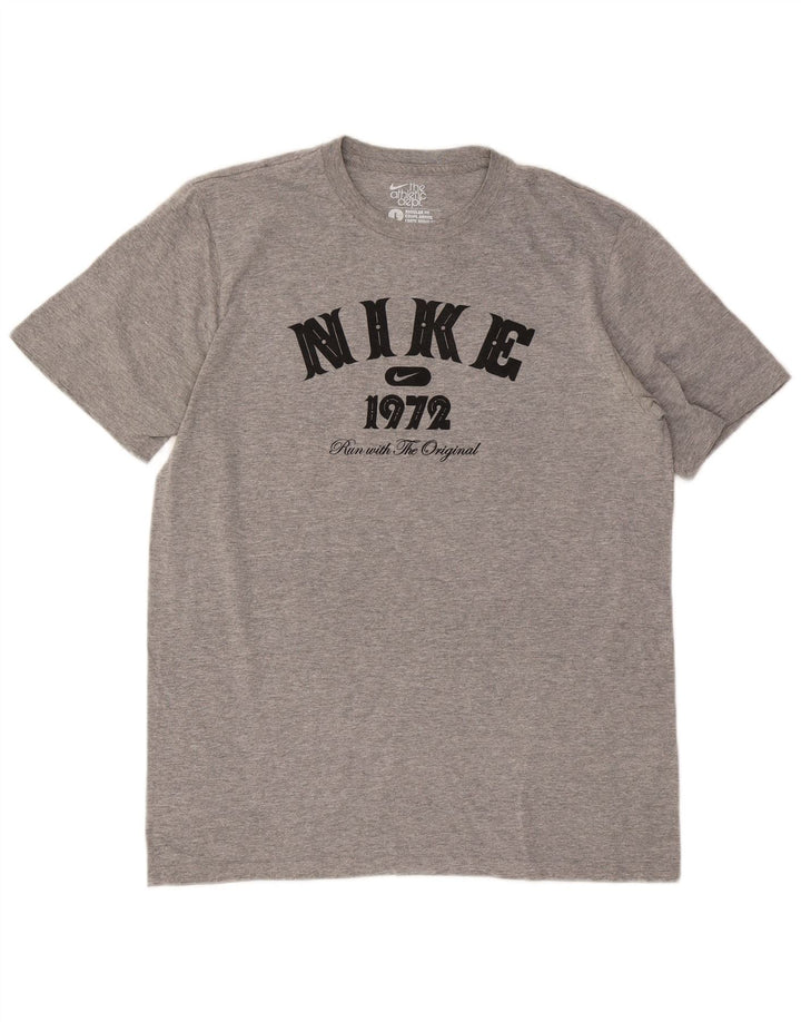 Nike Herren-T-Shirt mit normaler Passform, Grafik, Größe L, Grau meliert