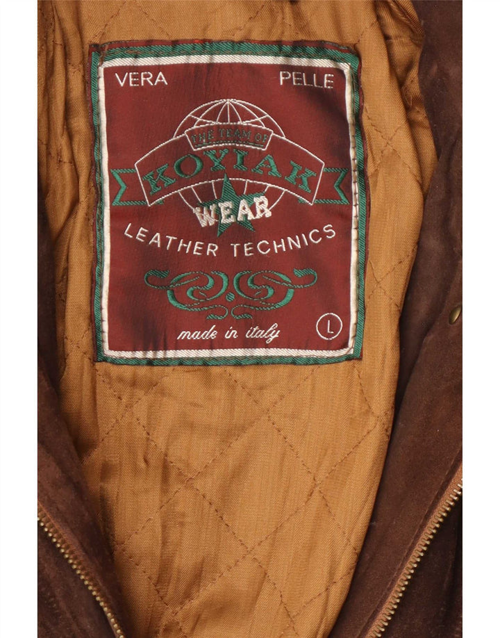 Vintage Damen Wildledermantel UK 16 Großes braunes Leder