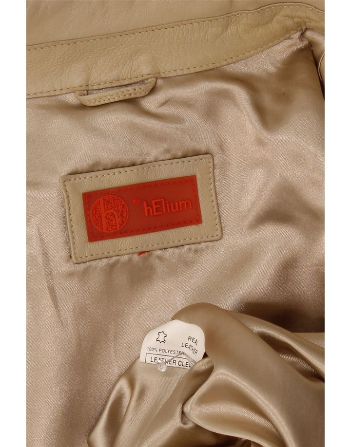 Helium Damen Crop Lederjacke UK 14 Medium Beige Leder