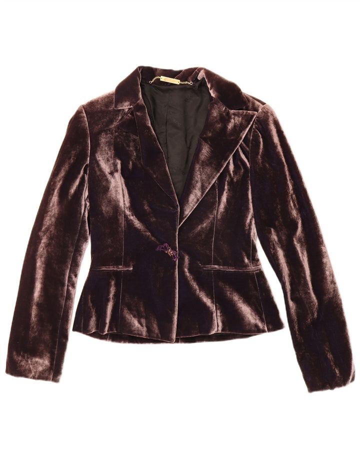 Sonia Fortuna Damen 1-Knopf-Samt-Blazerjacke IT 42 Mittelviolett