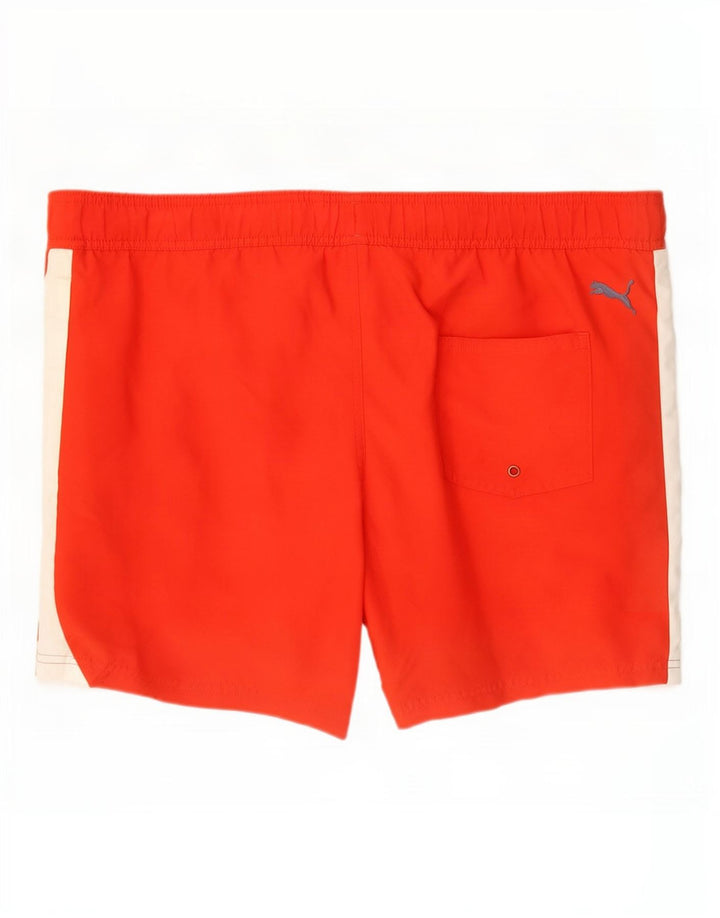 Puma Herren-Badeshorts mit Grafik, groß, orangefarbenes Farbblock-Polyester