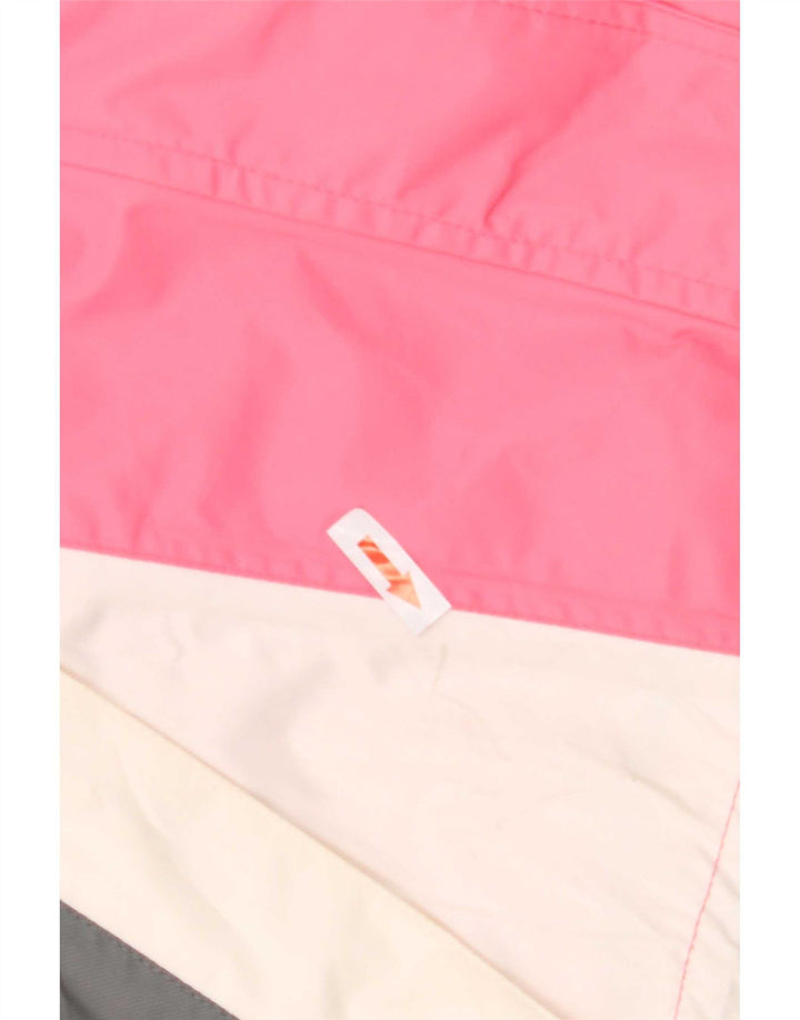 Vintage Damen Skijacke mit Kapuze UK 12 Mittelrosa Colourblock Polyamid
