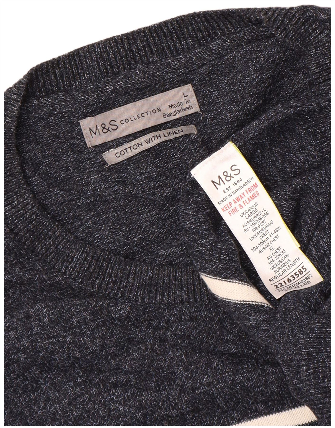 Marks & Spencer Herren-Pullover mit Rundhalsausschnitt, groß, marineblau gestreift