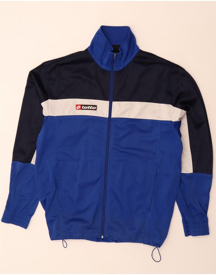 LOTTO Herren-Trainingsanzug-Oberteil, Jacke, XL, blaues Farbblock-Polyester