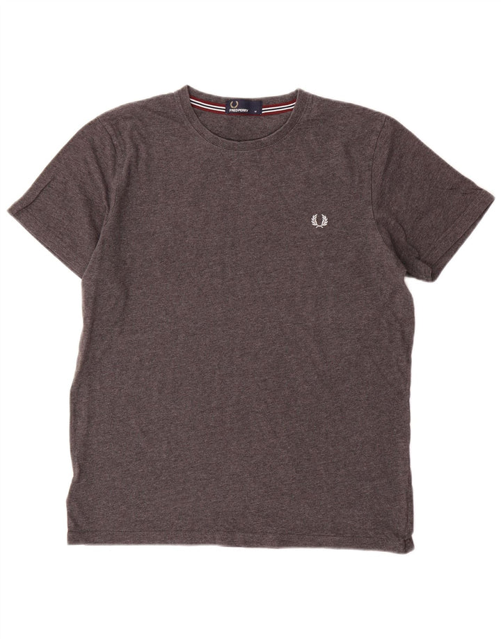 Fred Perry Herren-T-Shirt-Oberteil aus mittelgrau gesprenkelter Baumwolle