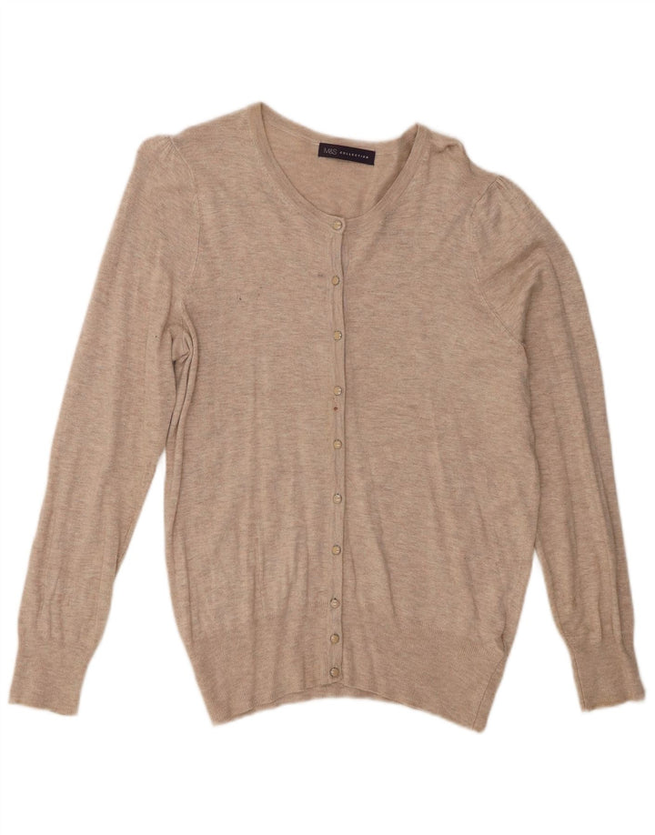Marks & Spencer Damen-Cardigan-Pullover UK 14 Mittelbeige gefleckte Viskose
