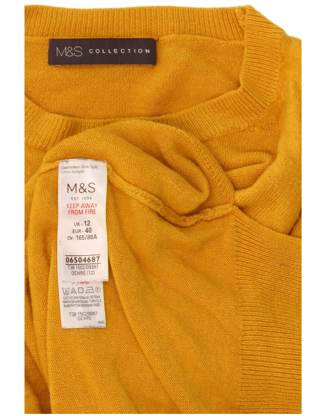 Marks & Spencer Damen Pullover mit Rundhalsausschnitt, UK 12, Mittelgelb, Acryl
