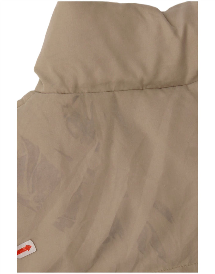 Gefütterte Herrenweste mit grünen Blättern, UK 44, 2XL, Beige, Polyester
