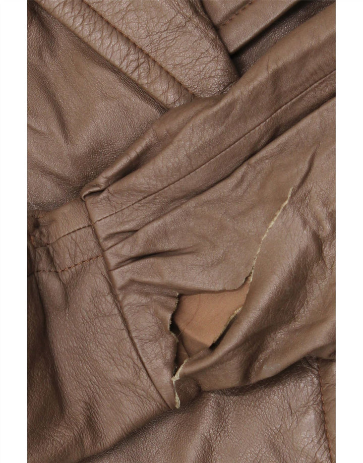 VINTAGE Womens Leather Jacket UK 10 Small Brown Vintage Vintage and Second-Hand Vintage from Messina Hembry 