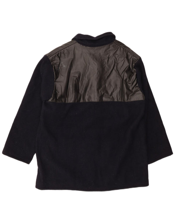 VINTAGE Herren Loose Fit Mantel IT 44 XS Marineblaue Colourblock-Wolle