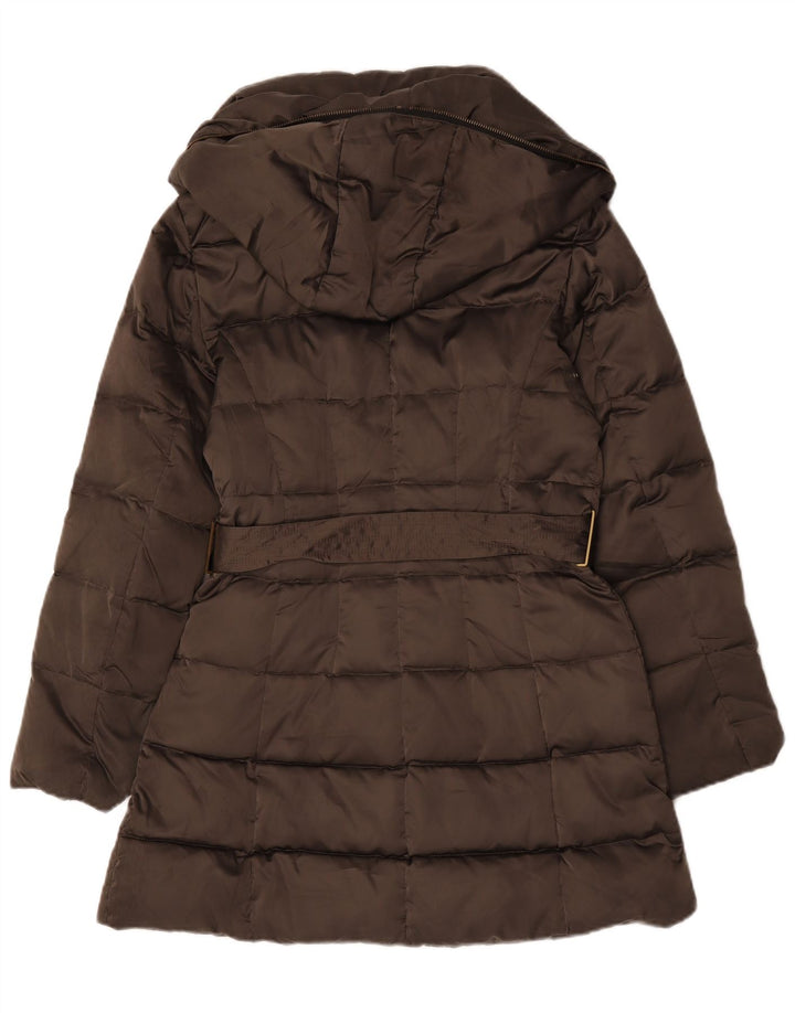 Zara Damen Kapuzenmantel, gepolstert, UK 16, Größe L, braun, Polyester