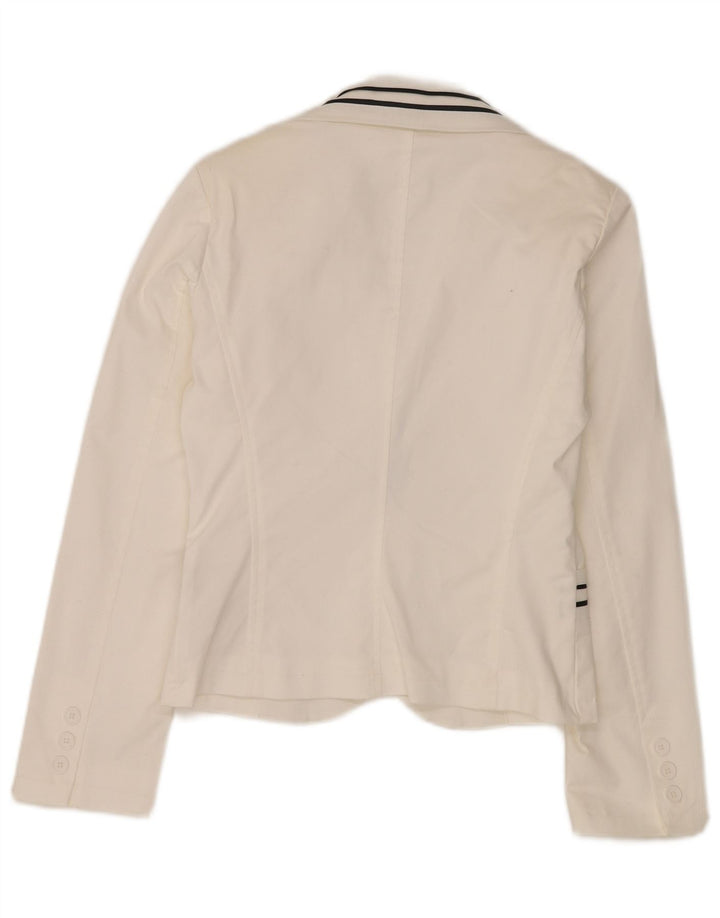 Vintage Damen 1 Knopf Blazer Jacke IT 44 Mittelweiße Baumwolle