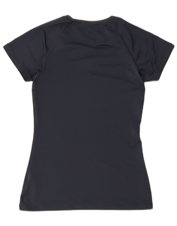 Nike Damen Dri Fit T-Shirt Top UK 12 Medium Marineblau Polyester